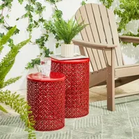 Glitzhome 2-pc. Patio Garden Metal Stool