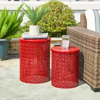 Glitzhome 2-pc. Patio Garden Metal Stool