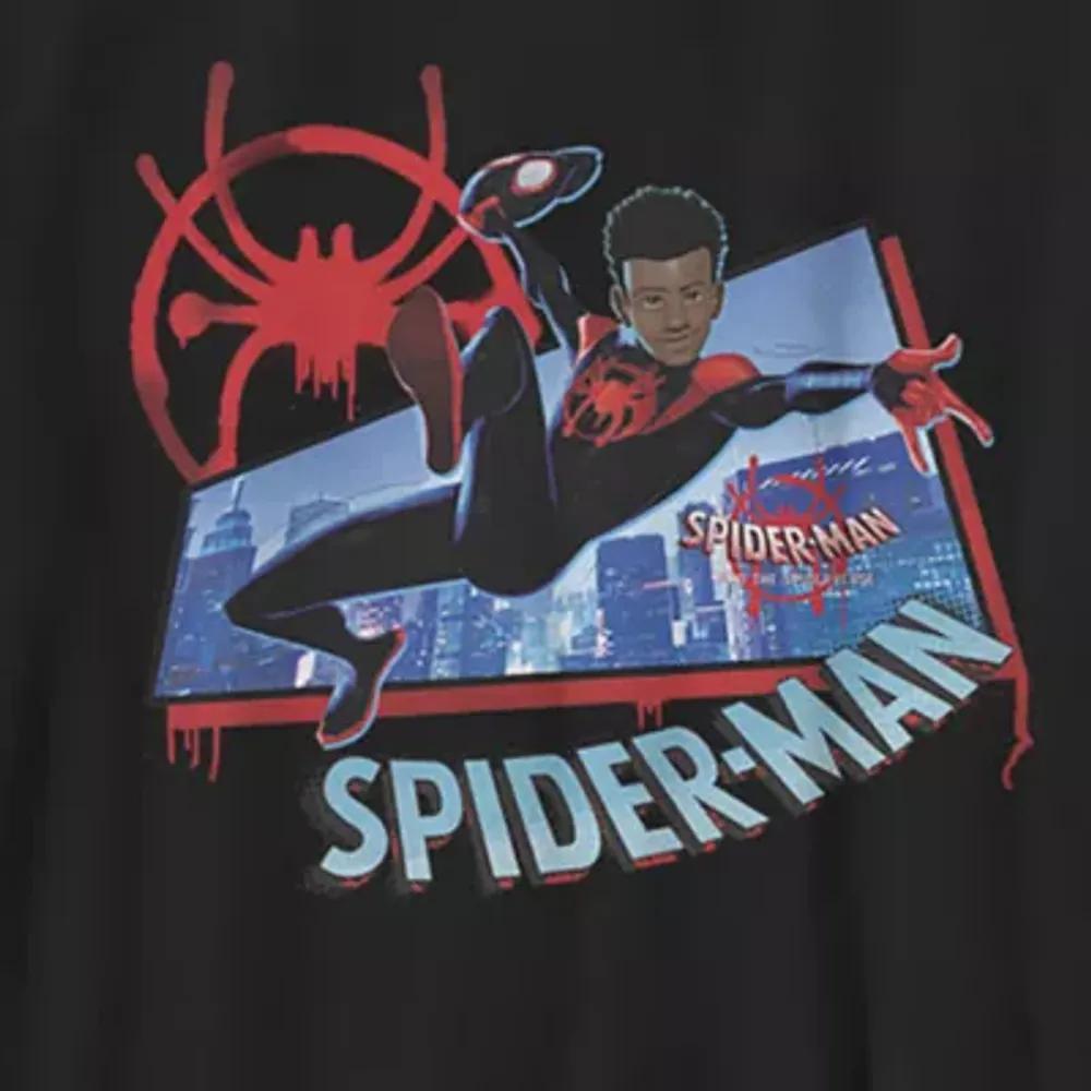 Little & Big Boys Miles Morales Crew Neck Short Sleeve Spiderman Graphic T-Shirt