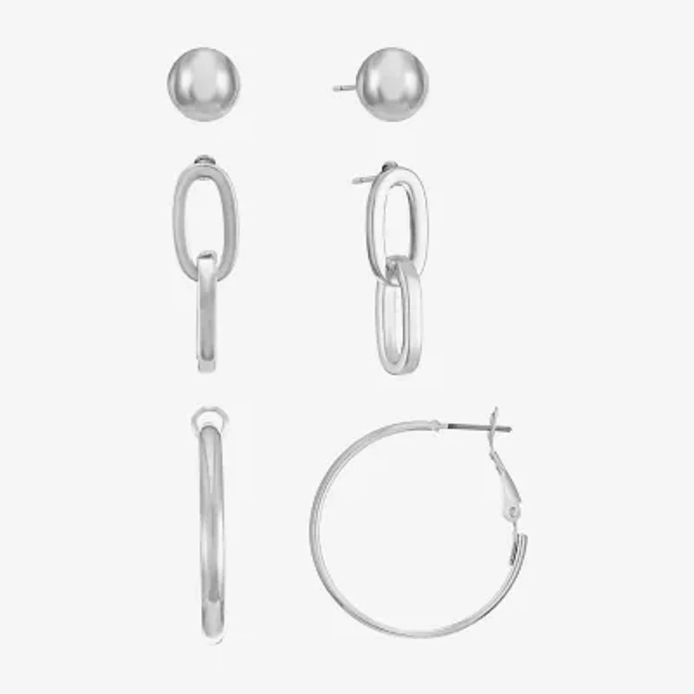 Liz Claiborne Stud, Drop And Hoop 3 Pair Earring Set