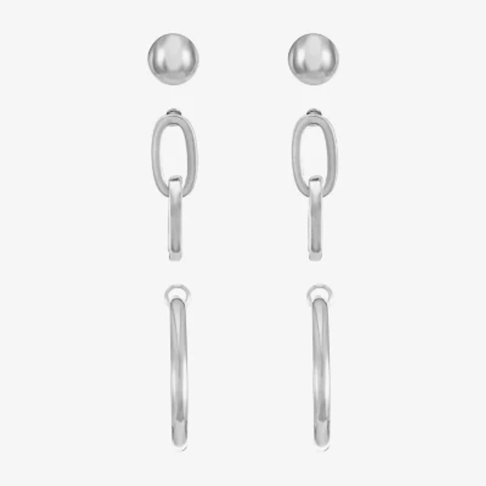 Liz Claiborne Stud, Drop And Hoop 3 Pair Earring Set