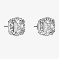 Monet Jewelry Silver Tone Halo Cubic Zirconia 10mm Stud Earrings