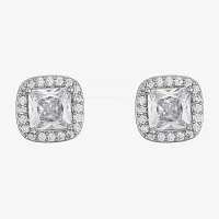 Monet Jewelry Silver Tone Halo Cubic Zirconia 10mm Stud Earrings