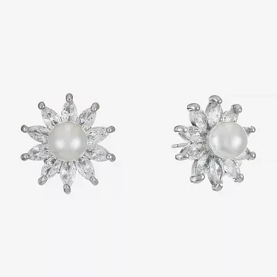 Monet Jewelry Silver Tone Simulated Pearl 12mm Stud Earrings