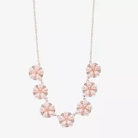 Monet Jewelry Simulated Pearl 17 Inch Cable Flower Collar Necklace