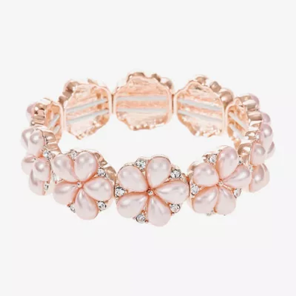 Monet Jewelry Simulated Pearl Flower Stretch Bracelet