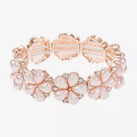 Monet Jewelry Simulated Pearl Flower Stretch Bracelet