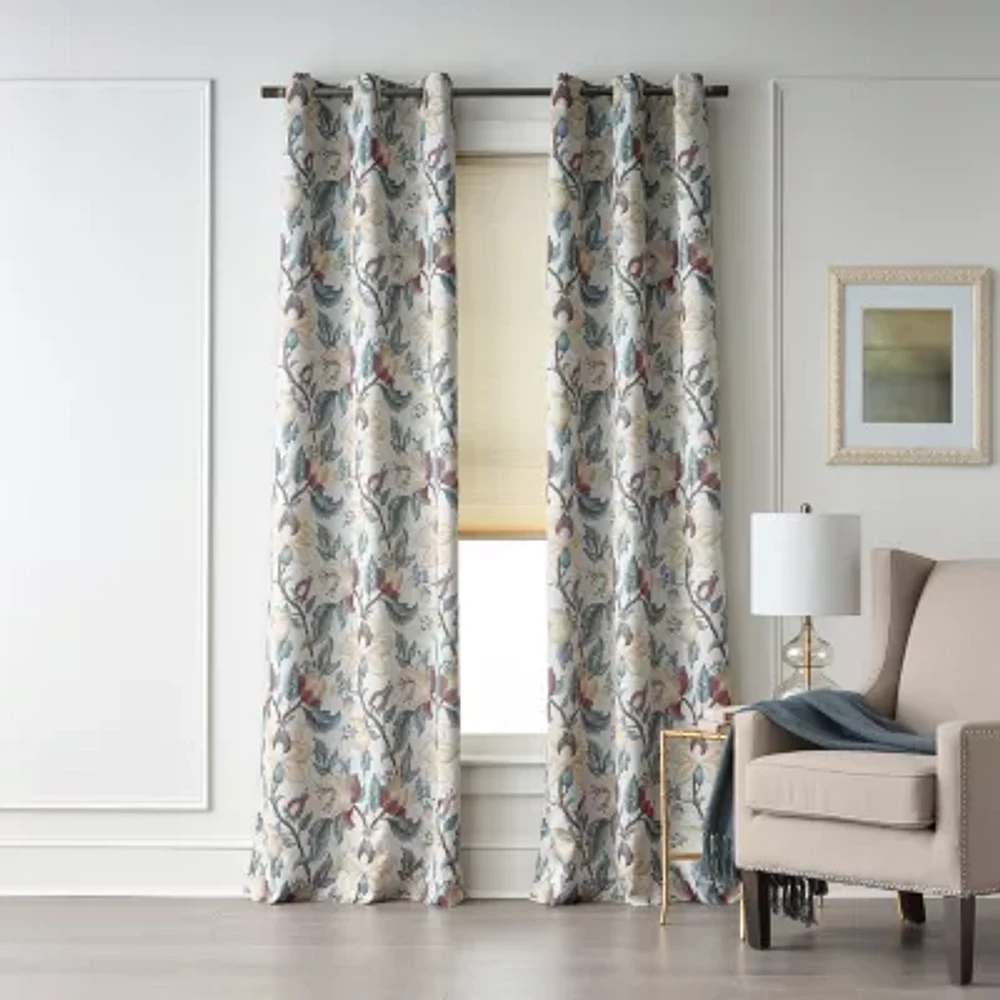 Broadhaven Geneva Print Blackout Grommet Top Single Curtain Panel