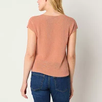 Sam And Jess Womens V Neck Short Sleeve Pullover Sweater