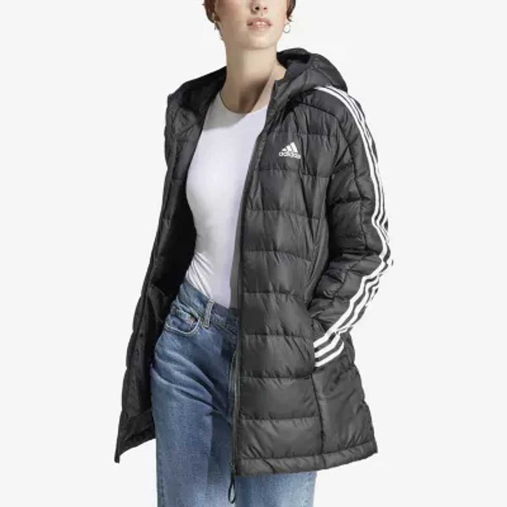 adidas Essentials 3 Stripe Light Down Long Jacket