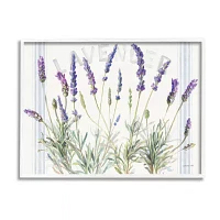 Stupell Industries Lavender Floral Bistro Stripes Framed Print