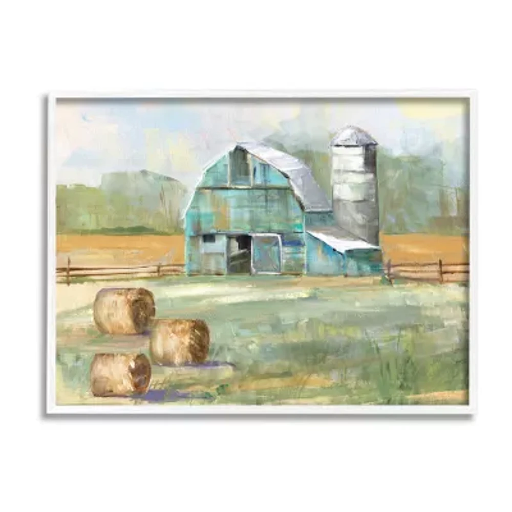 Stupell Industries Contemporary Blue Farm Barn Framed Print