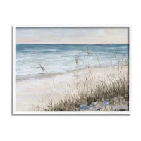 Stupell Industries Traditional Beach Coast Line Framed Print