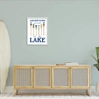 Stupell Industries Adventure Awaits At Lake Oars Phrase Framed Print