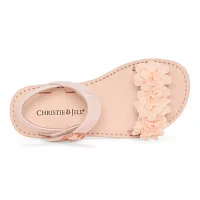 Christie & Jill Little Big  Girls Ava Ankle Strap Flat Sandals