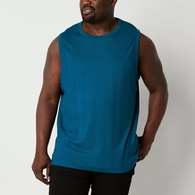 Shaquille O'Neal XLG Ribbed Big and Tall Mens Crew Neck Sleeveless Tank Top
