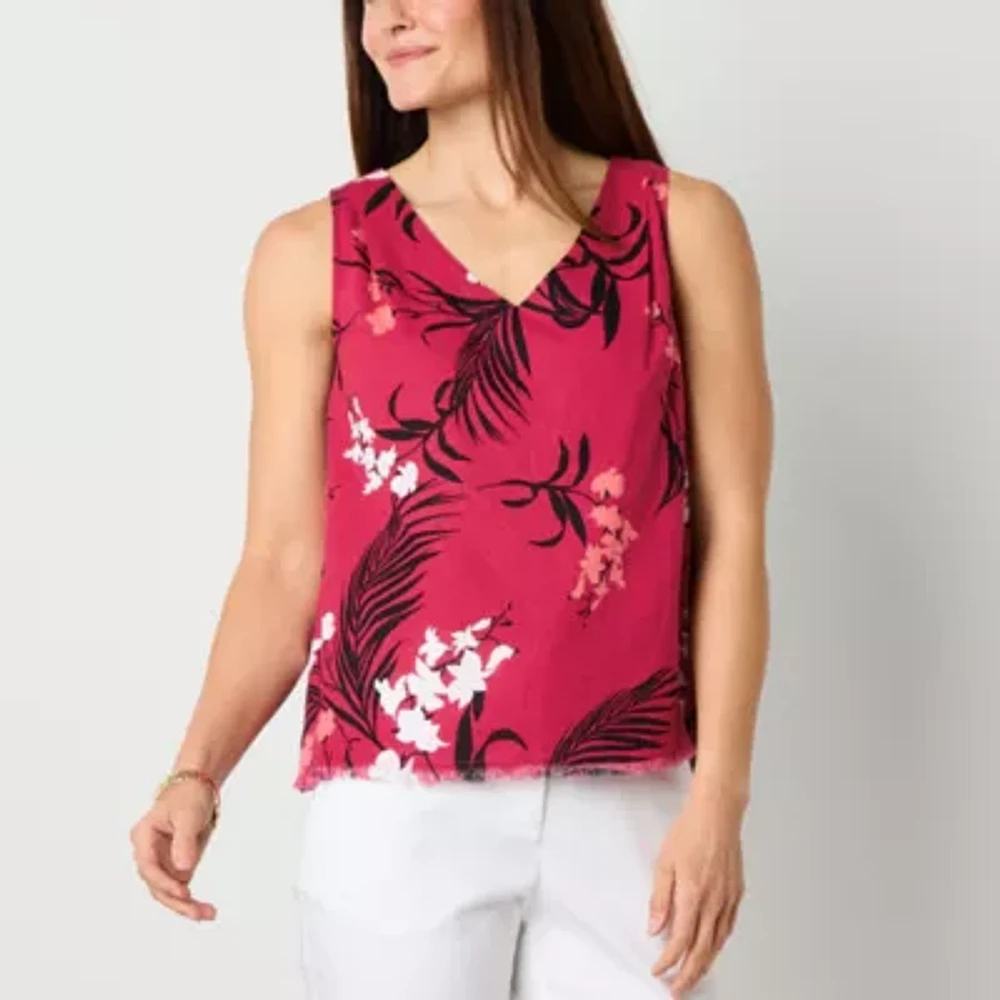 Liz Claiborne Womens V Neck Sleeveless Blouse