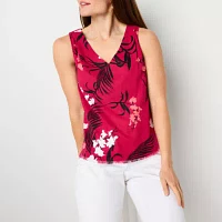 Liz Claiborne Womens V Neck Sleeveless Blouse