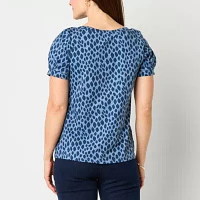 Liz Claiborne Womens Boat Neck Short Sleeve T-Shirt