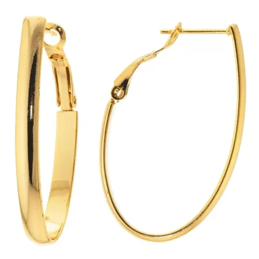 Silver Reflections 24K Gold Over Brass Hoop Earrings