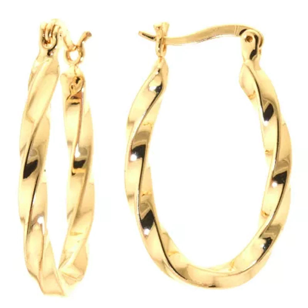Silver Reflections Womens 24K Gold Over Brass 32mm Hoop Earrings