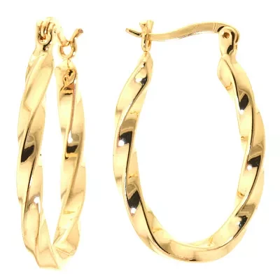 Silver Reflections Womens 24K Gold Over Brass 32mm Hoop Earrings