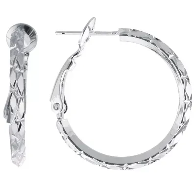 Silver Reflections Pure Silver Over Brass Hoop Earrings