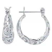 Silver Reflections Pure Silver Over Brass Hoop Earrings