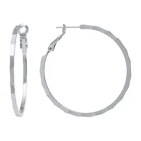 Silver Reflections Pure Silver Over Brass Hoop Earrings