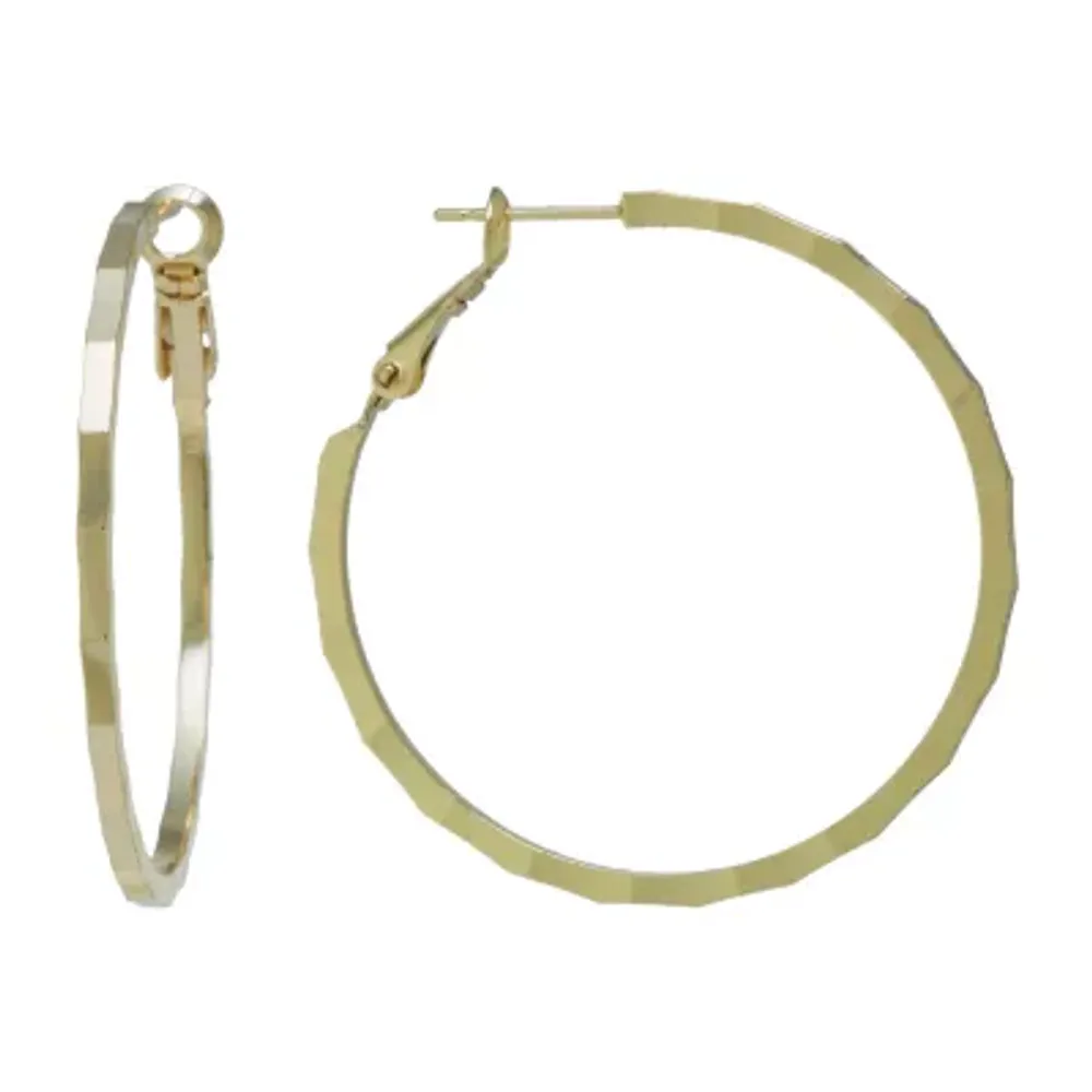 Silver Reflections 24K Gold Over Brass Hoop Earrings