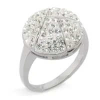 Sparkle Allure Pure Silver Over Brass Crystal Cocktail Ring