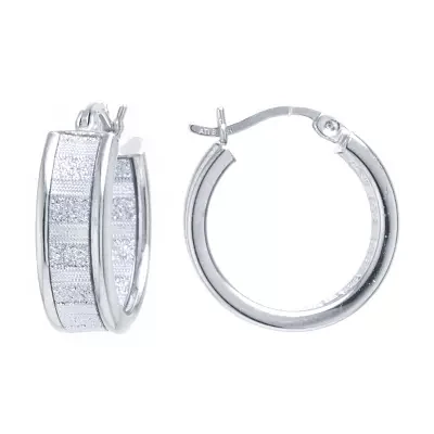 Silver Reflections Pure Silver Over Brass Hoop Earrings