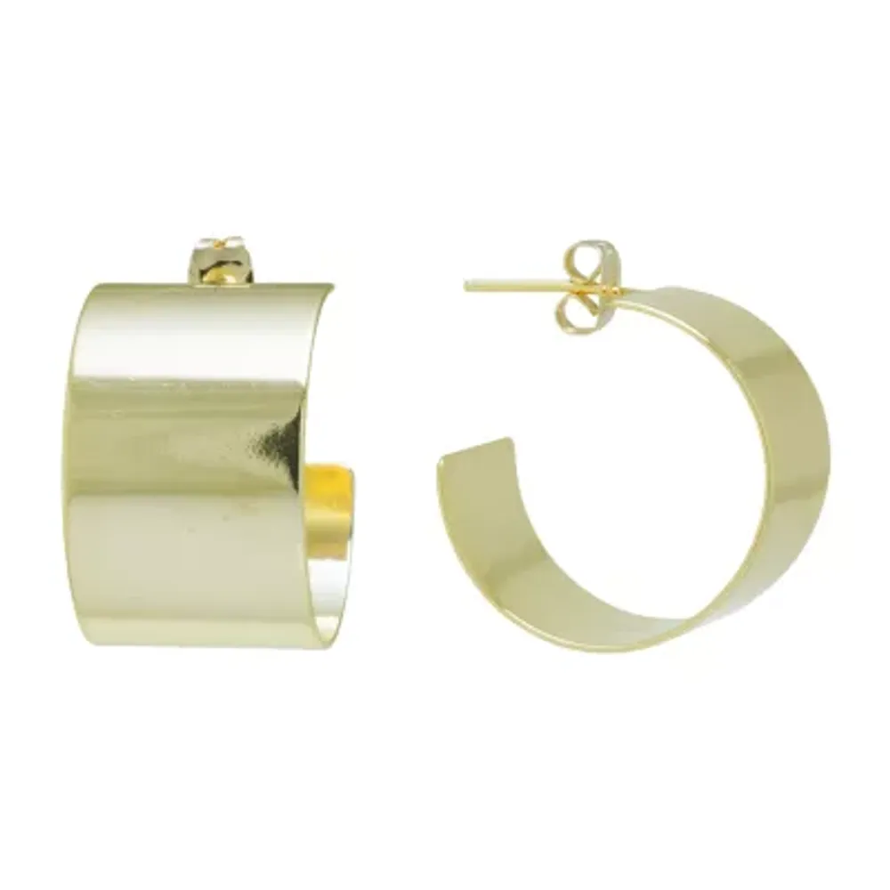 Silver Reflections 24K Gold Over Brass Hoop Earrings