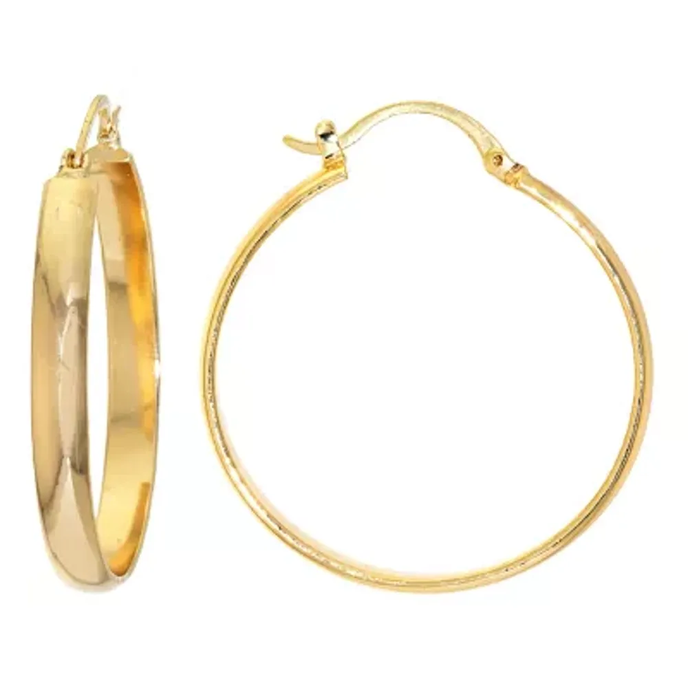 Silver Reflections 24K Gold Over Brass Hoop Earrings