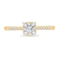 Womens CT. T.W. Natural White Diamond 10K Gold Cushion Engagement Ring