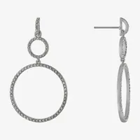 Sparkle Allure Crystal Pure Silver Over Brass Round Drop Earrings