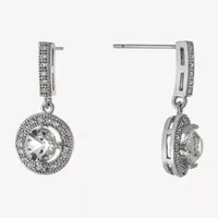 Sparkle Allure Crystal Pure Silver Over Brass Drop Earrings