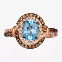 Le Vian® Grand Sample Sale™ Ring featuring 1 1/2 CT. Sea Blue Aquamarine® 1/3 CT. Chocolate Diamonds® 1/4 CT. Nude Diamonds™ set in 14K Strawberry Gold®