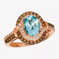 Le Vian® Grand Sample Sale™ Ring featuring 1 1/2 CT. Sea Blue Aquamarine® 1/3 CT. Chocolate Diamonds® 1/4 CT. Nude Diamonds™ set in 14K Strawberry Gold®