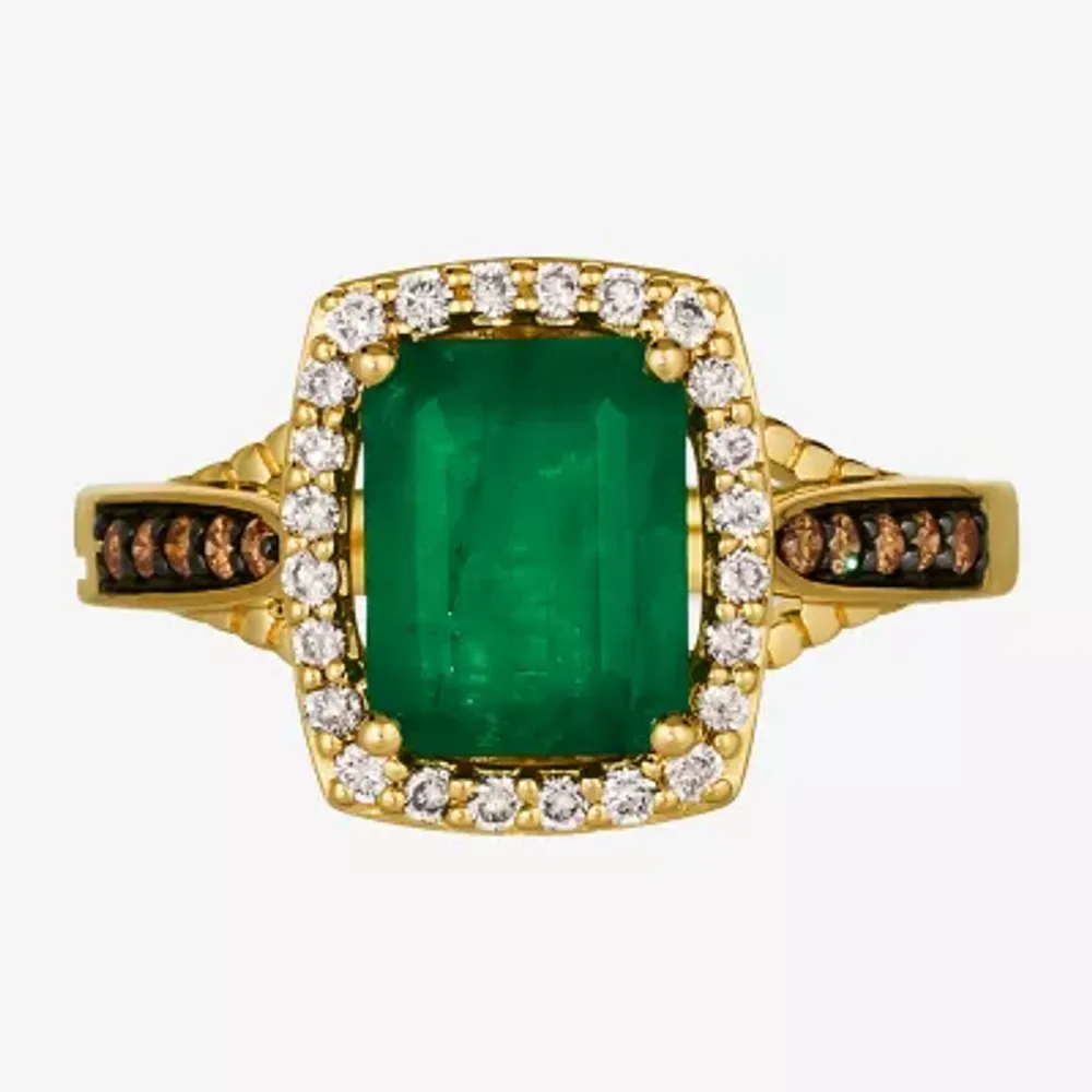 Le Vian® Grand Sample Sale™ Ring featuring 1 /8 CT. Emerald 1/ CT. Chocolate Diamonds® 1/ CT. Nude Diamonds™ Set in 14K Honey Gold