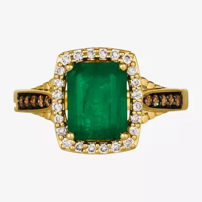 Le Vian® Grand Sample Sale™ Ring featuring 1 /8 CT. Emerald 1/ CT. Chocolate Diamonds® 1/ CT. Nude Diamonds™ Set in 14K Honey Gold