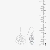 Silver Treasures Sterling Silver Flower Drop Earrings