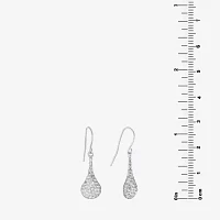 Silver Treasures Crystal Sterling Silver Oval Drop Earrings
