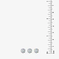 Silver Treasures Womens Cubic Zirconia Sterling Silver 3 Pair Earring Set