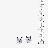 Silver Treasures Cat Crystal Sterling Silver 12mm Stud Earrings