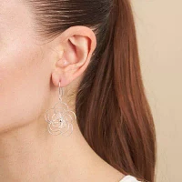 Silver Reflections Pure Silver Over Brass Flower Drop Earrings