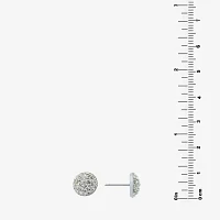 Silver Treasures Crystal Sterling 9mm Round Stud Earrings
