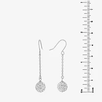 Silver Treasures Crystal Sterling Silver Ball Drop Earrings