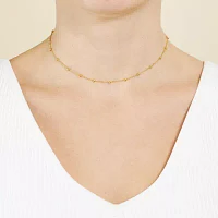 Silver Treasures Station Chain 24K Gold Over Silver 12 Inch Bead Choker Necklace