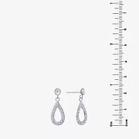 Silver Treasures Womens Crystal Sterling Silver Drop Earrings